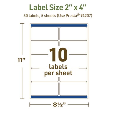 Avery Dissolvable Rectangle Multipurpose Labels, 2" x 4", Off-white, 50/Pack (94207)