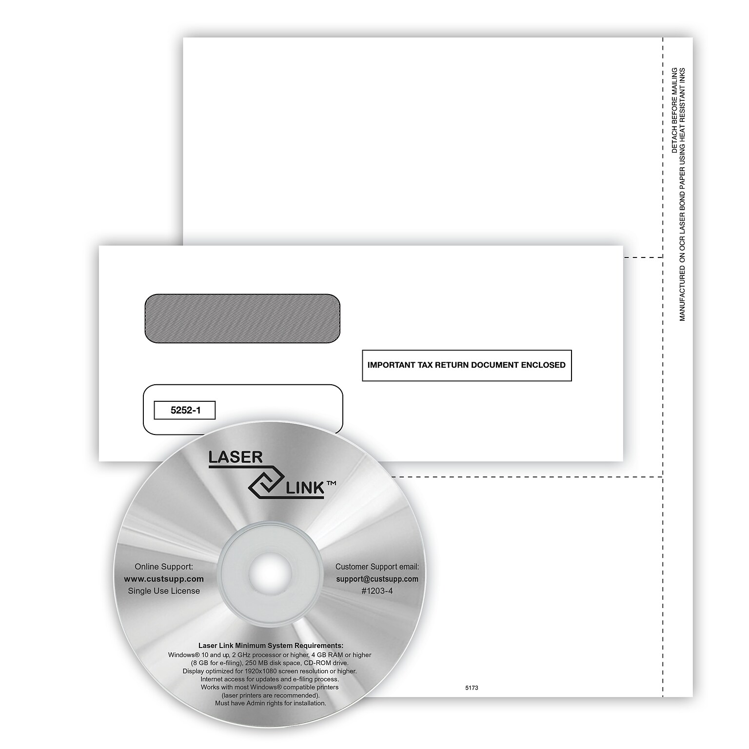 ComplyRight 2024 1099-MISC Recipient Copy Only Tax Form Envelopes and LaserLink Software, 2-Up, White, 50/Pack (5173ES)
