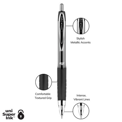 uni-ball 207 Retractable Gel Pens, Medium Point, 0.7mm, Black Ink, 8/Pack (1756584)