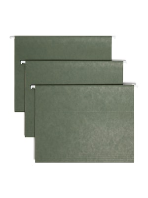 Smead Hanging File Folders, 1/3-Cut Tab, Letter Size, Standard Green, 25/Box (64035)