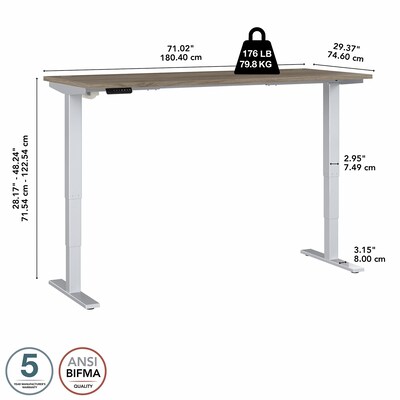 Bush Business Furniture Move 40 Series 28"-48" Adjustable Standing Desk, Modern Hickory/Cool Gray Metallic (M4S7230MHSK)