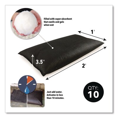 Quick Dam Water Flood Bags, 12" x 24" x 3.5", 10/Pack (QD1224-10)