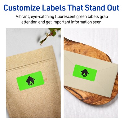 Avery Laser/Inkjet Multipurpose Rectangle Labels, 1.25" x 3.75", Neon Green, 240/Pack (94228)