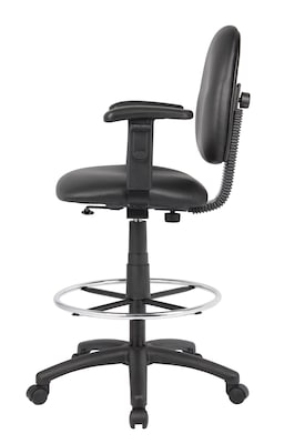 Boss Black Caressoft Drafting Stools W/Adj Arms & Footring