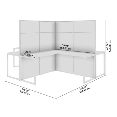 Bush Business Furniture Easy Office 66"H x 119"W 4 Person X-Shaped Cubicle Panel Workstation, Natural Elm (EODH760NE-03K)