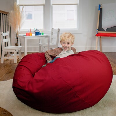Flash Furniture Cotton Twill Bean Bag Chair, Red (DGBEANLGSLDRD)