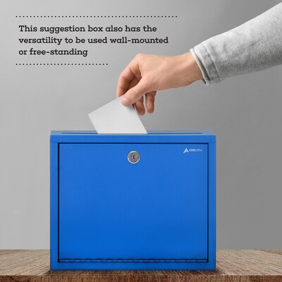 AdirOffice Steel Multipurpose Drop Box Interoffice Mailbox, Large, Blue (631-03-BLU-PKG)