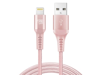 LAX Apple MFI Certified 4 Feet Strong Braided Lightning USB Data Synch Charging Cable, Rose Gold