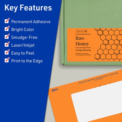 Avery Rectangle Multipurpose Labels, 2.5 x 4, Bright Orange, 120/Pack (94245)