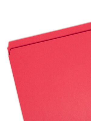 Smead File Folder, Reinforced Straight-Cut Tab, Letter Size, Red, 100/Box (12710)