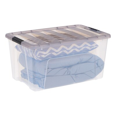 Iris 72 Quart Storage Bin with Latching Lid, Plastic, Clear, 3/Pack (500150)