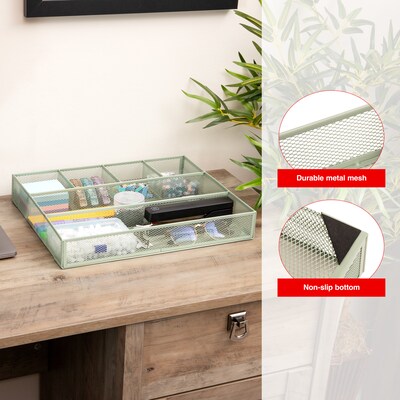 Staples 6-Compartment Metal Mesh Drawer Organizer, Sage Green (ST63846)