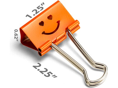 Officemate Smiling Face Medium Binder Paper Clips, Assorted Colors, 36 Clips/Pack (31095)