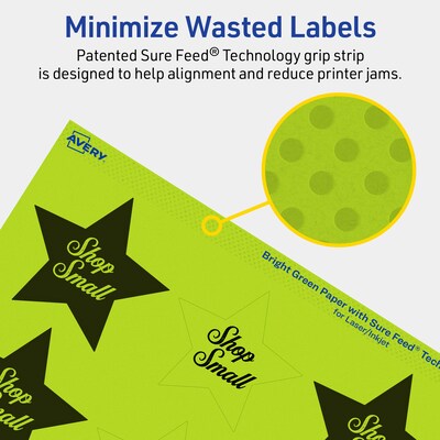 Avery Burst Multipurpose Labels, 2-1/4" x 2-3/8", Bright Green, 240/Pack (94611)