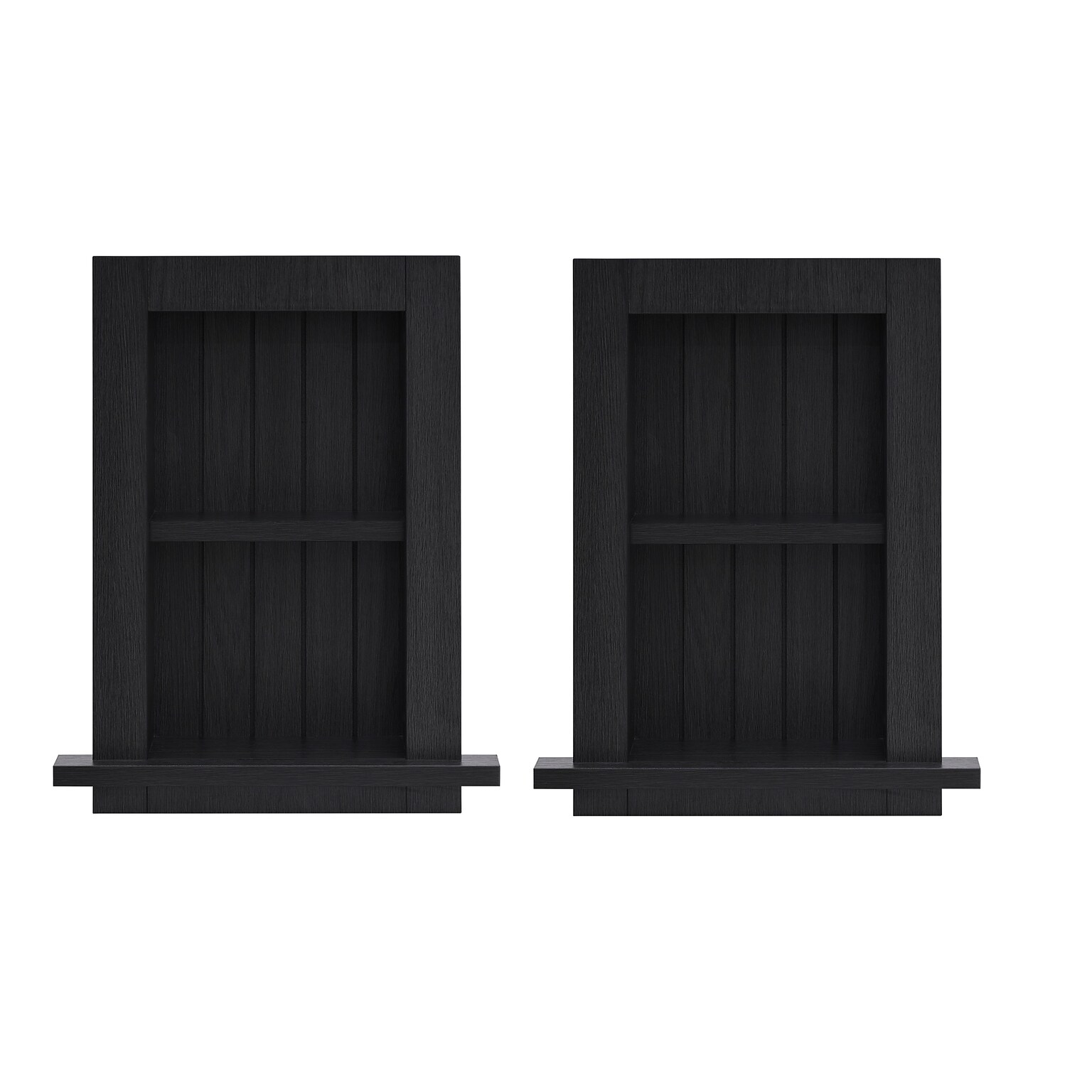 AdirHome Wood Bathroom Recessed Wall Shelf, 18 x 14.37 x 4.8, Black, 2/Pack (515-01-BLK-2PK)