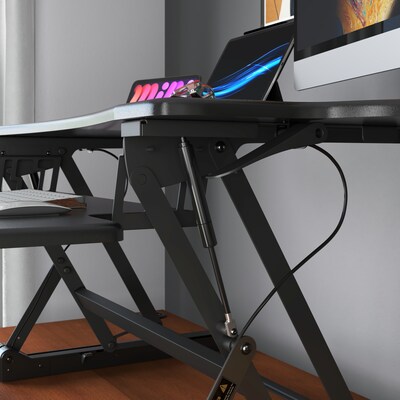 Mount-It! 48"W Rectangular Adjustable Metal Standing Desk Converter, Black (MI-7925)