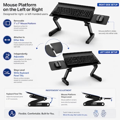 Uncaged Ergonomics WorkEZ Adjustable Keyboard and Mouse Tray, Black (WEKTb)