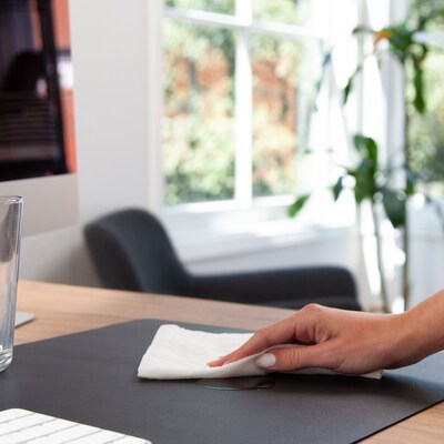 Smead Small Vegan Leather Anti-Slip Desk Pad, 23.6" x 13.7", Charcoal (SMD64838)