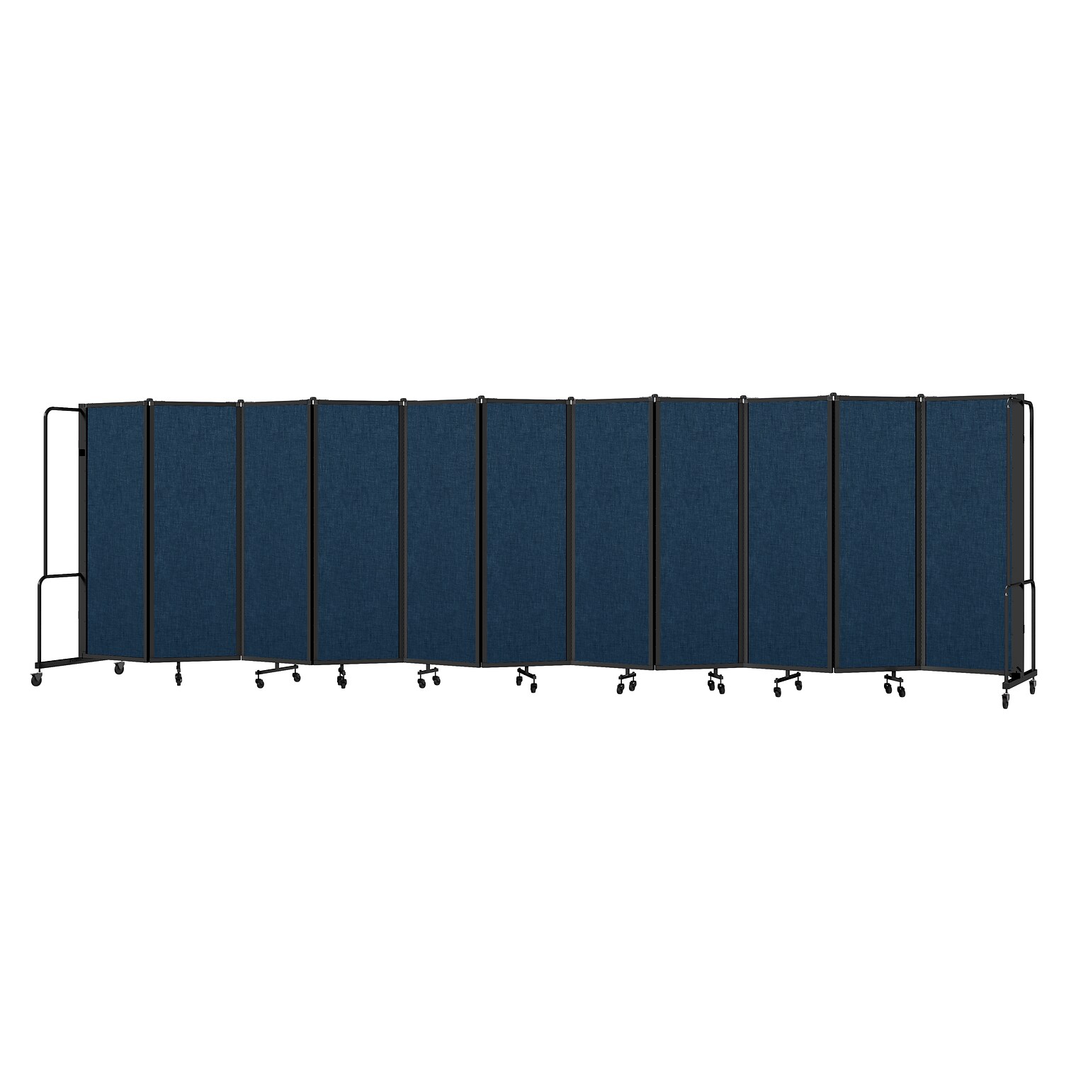 National Public Seating Robo Series 11-Panel Folding Mobile Room Divider, 72H x 256W, Blue Fabric (RDB6-11PT04)