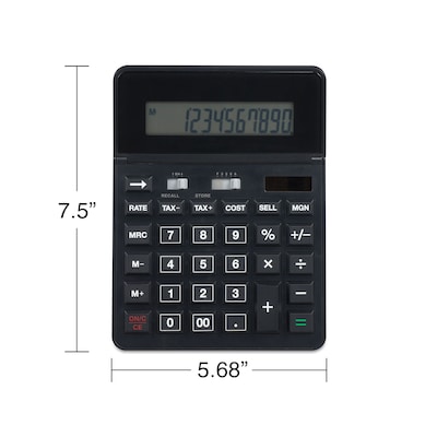 Staples 12-Digit Battery & Solar Basic Calculator, Black (TR290/ST290-CC)