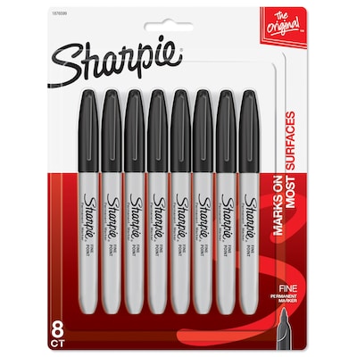 Sharpie Permanent Markers, Fine Point, Black, 8/Pack (1876599)