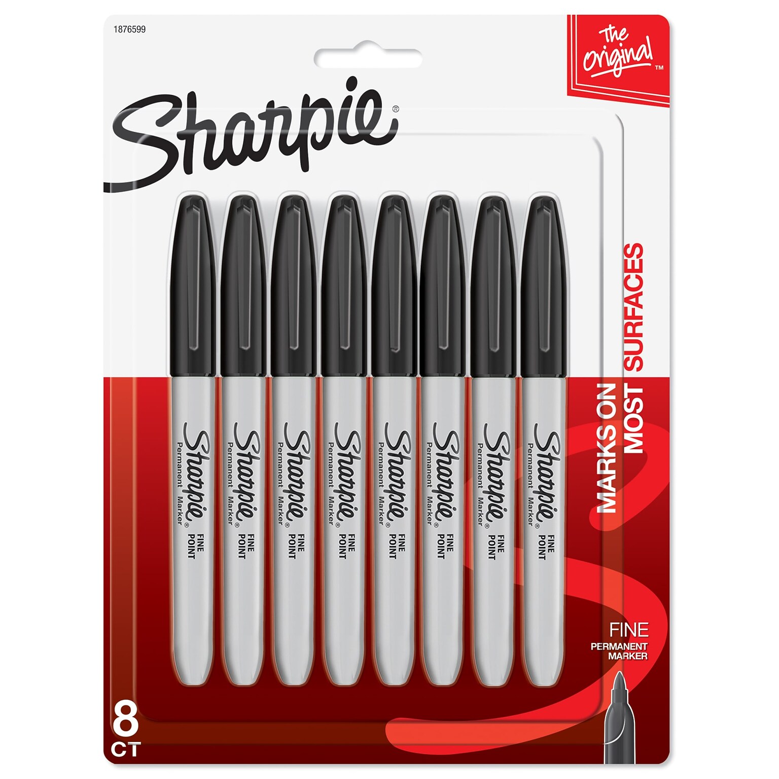 Sharpie Permanent Markers, Fine Point, Black, 8/Pack (1876599)