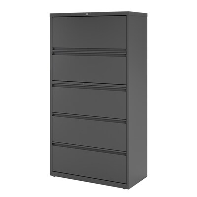 Quill Brand® 5-Drawer Lateral File Cabinet, Locking, Letter/Legal, Charcoal, 36"W (26827D)