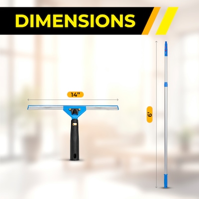 Gritt Commercial Window Washing Kit with 14" Swivel Window Squeegee and 6' Telescopic Pole (GRI130-6F-14)