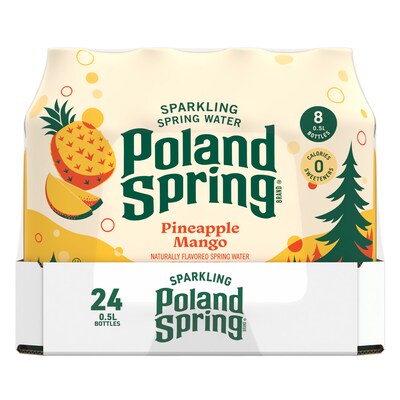 Poland Spring Pineapple Mango Sparkling Purified Water, 16.9 oz., 24/Carton (19991128)