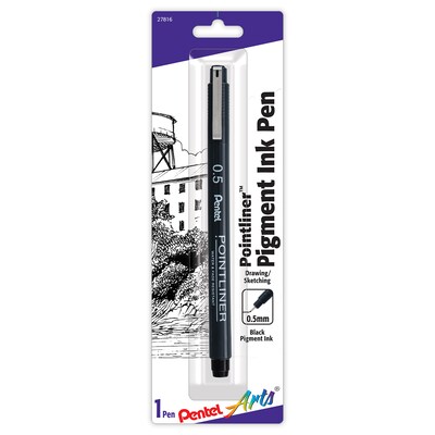 Pentel Arts Pointliner Pen, Black Pigment Ink, 6/Pack (PTAS20P5BPA-6)
