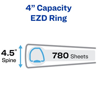 Avery Heavy Duty 4" 3-Ring Non-View Binders, D-Ring, Blue (79-884)