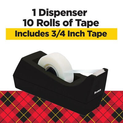 Scotch Super-Hold Transparent Clear Tape Refill, 0.75 x 27.77 yds., 1 Core, Clear, 10 Rolls/Pack (700K10C18BLK)