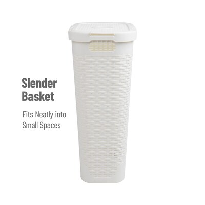 Mind Reader Plastic Laundry Hamper with Lid, White (40HAMP-WHT)
