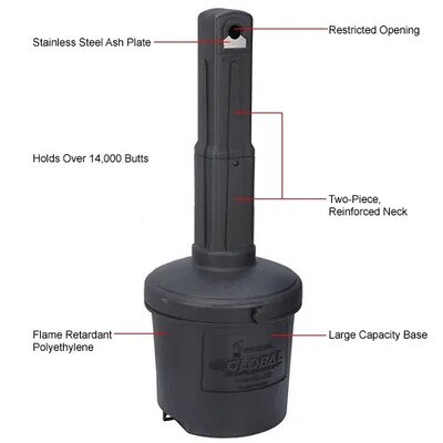 Global Industrial Outdoor Ashtray, 5 Gallon, Black (245133BK)