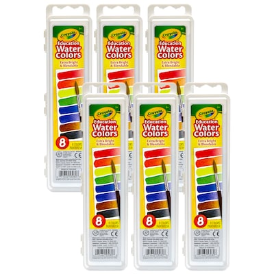 Crayola Education Oval Pans Watercolors Set, Assorted Colors, 6/Bundle (BIN530080-6)