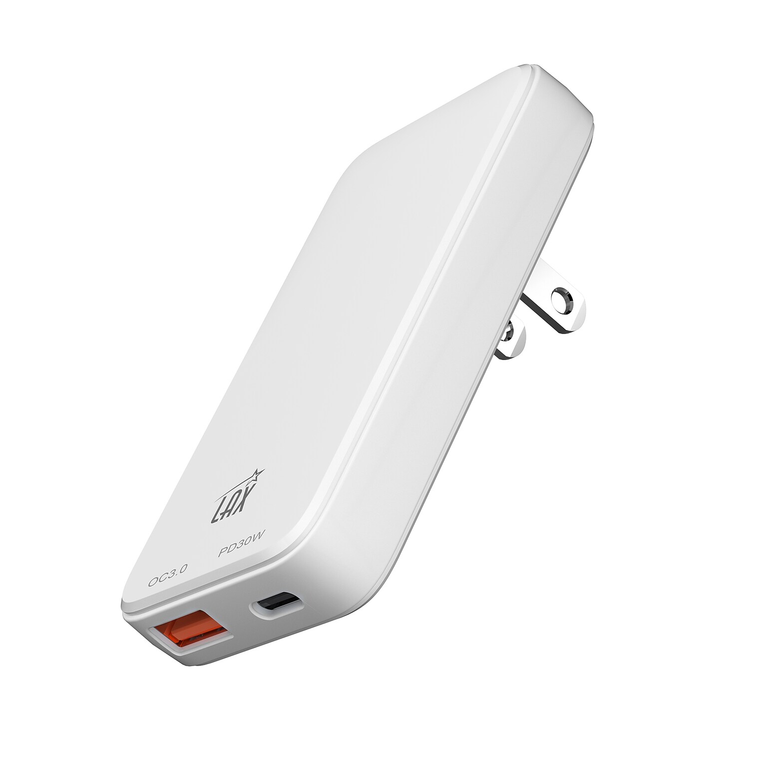 LAX Slim 30W Dual Port USB Wall Charger, White (SLMPD30W)