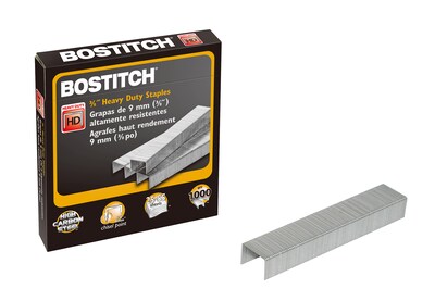 Bostitch Premium Heavy Duty 3/8" Length High Capacity Staples, Full Strip, 1000/Box (SB35381M)