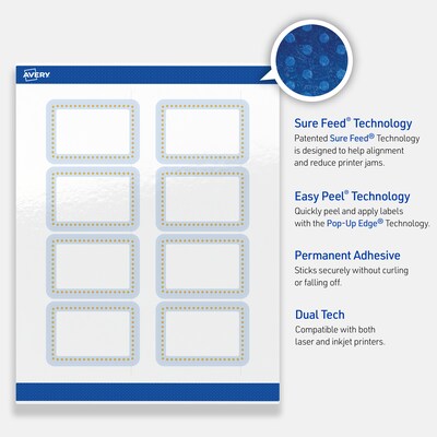 Avery Laser/Inkjet Rectangle Multipurpose Labels, 2" x 3", White, 80/Pack (S00-DMB)