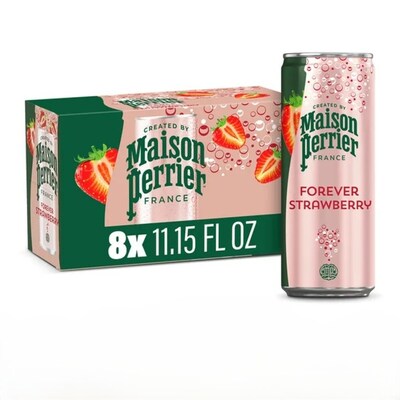 Perrier Flavored Forever Strawberry Sparkling Mineral Water, 11.15 oz., 8 Cans/Pack (12316295)