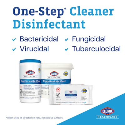 Clorox Healthcare Bleach Germicidal Wipes, 150 Wipes/Container, 6/Carton (30577)
