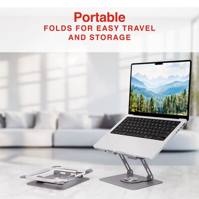 Staples TECH 10" x 8.7" Steel Adjustable Laptop Stand, Silver (ST62820-CC)