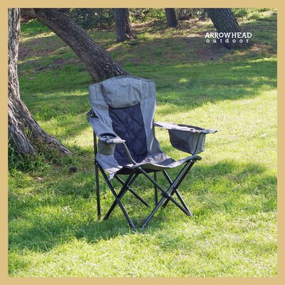 Arrowhead Outdoor Quad 6-Can Armrest Outdoor Chair, Granite Gray (TSRTKKS0316U)