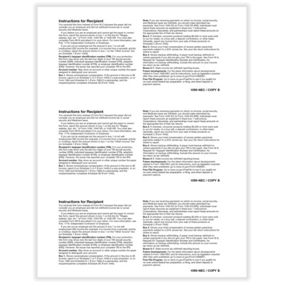 ComplyRight 2025 1099-NEC Tax Form, 3-Up, 75/Pack (NEC515950)