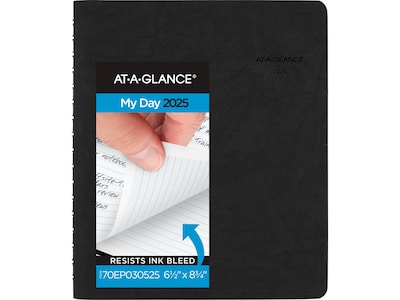 2025 AT-A-GLANCE The Action Planner 6.5 x 8.75 Daily Appointment Book, Faux Leather Cover, Black (70-EP03-05-25)