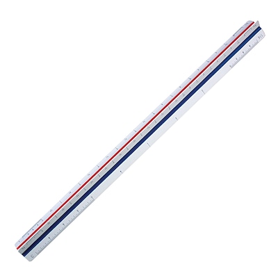 Staedtler Mars 12 Imperial/Metric Triangular Architect Scale, Plastic, White (987 18-31BK)