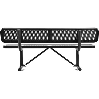 Global Industrial 6' Outdoor Steel Picnic Bench w/ Backrest, Perforated Metal, Black (694557BK)