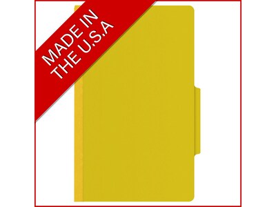 Medical Arts Press Pressboard Classification Folder, 1 Divider, 2" Expansion, Legal Size, Yellow, 10/Box