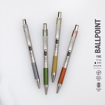 F-301 Retractable Ballpoint 0.7mm Assorted Earthy Tones 4Pk