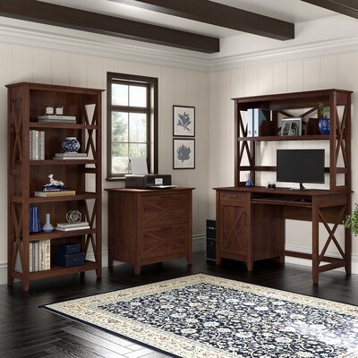 Bush Furniture Key West 48" Computer Desk with Hutch, Bing Cherry (KWD248BC-03)
