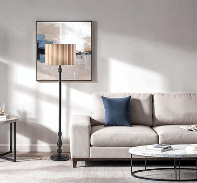 Adesso Claret 59.75"H Black Floor Lamp with Off-White Fabric Shade (3274-01)